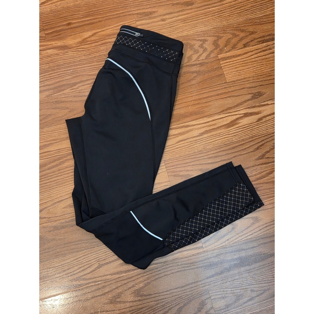 Athleta Black Mesh Reflective Running Leggings Style 151808 Womens Size M